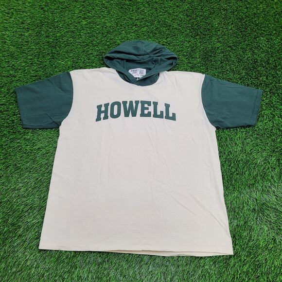 Vintage 90s Howell Township Hooded Shirt L/XL 23x27 Spellout - Picture 1 of 13